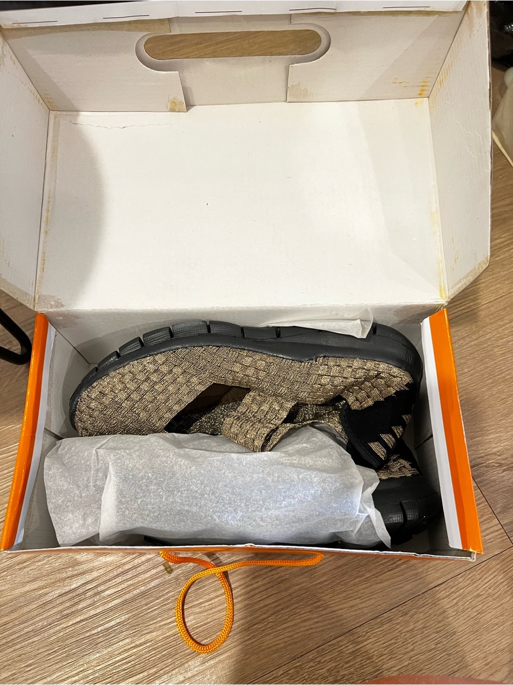 Bernie Mev. Woven Slip-On shoe  in Tan and Black
